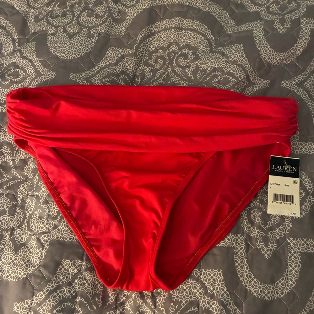 Lauren Ralph Lauren Red Fold-Over Bikini Bottom